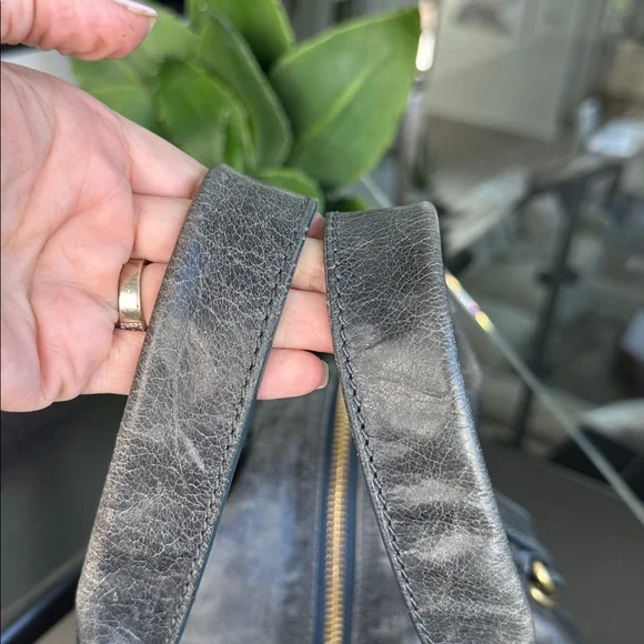 Chloé genuine leather bay bag blue/gray coloring Top Handle large purse - Picture 9 of 13